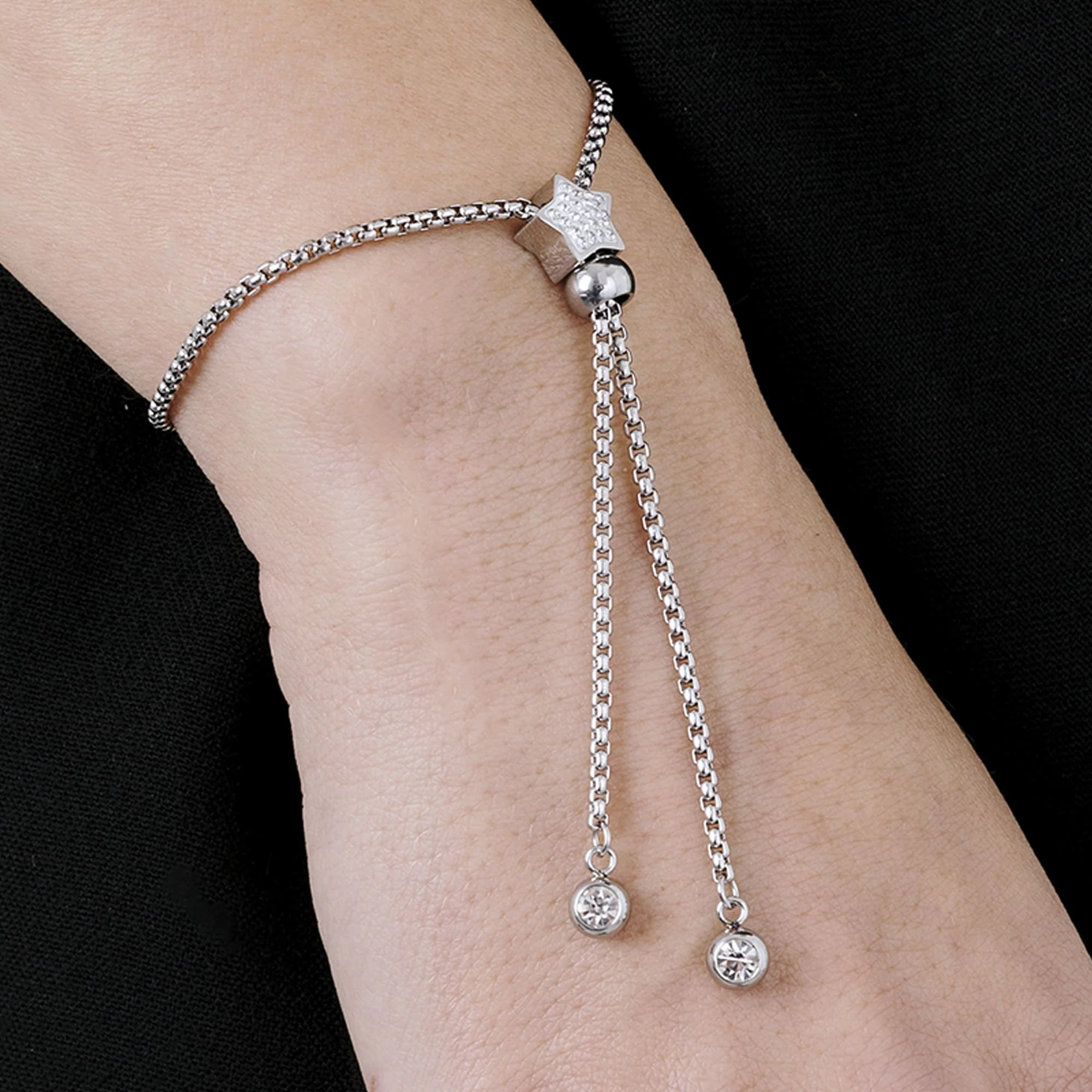 BRACCIALE IN ACCIAIO CON STELLA CON CRISTALLI BIANCHI - Image 2