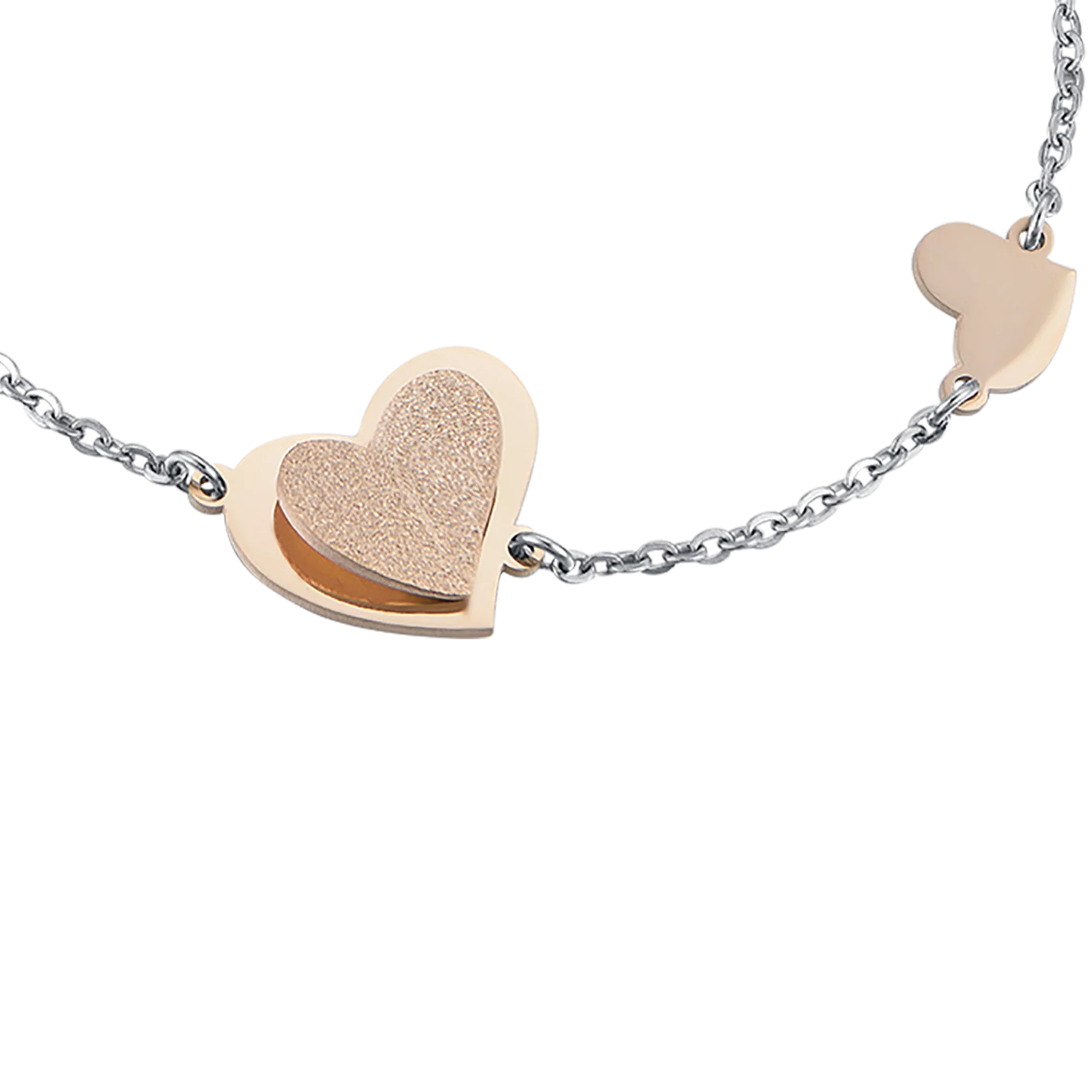 BRACCIALE IN ACCIAIO, CUORE IN ACCIAIO IP ROSE CON GLITTER IP ROSE - Image 3