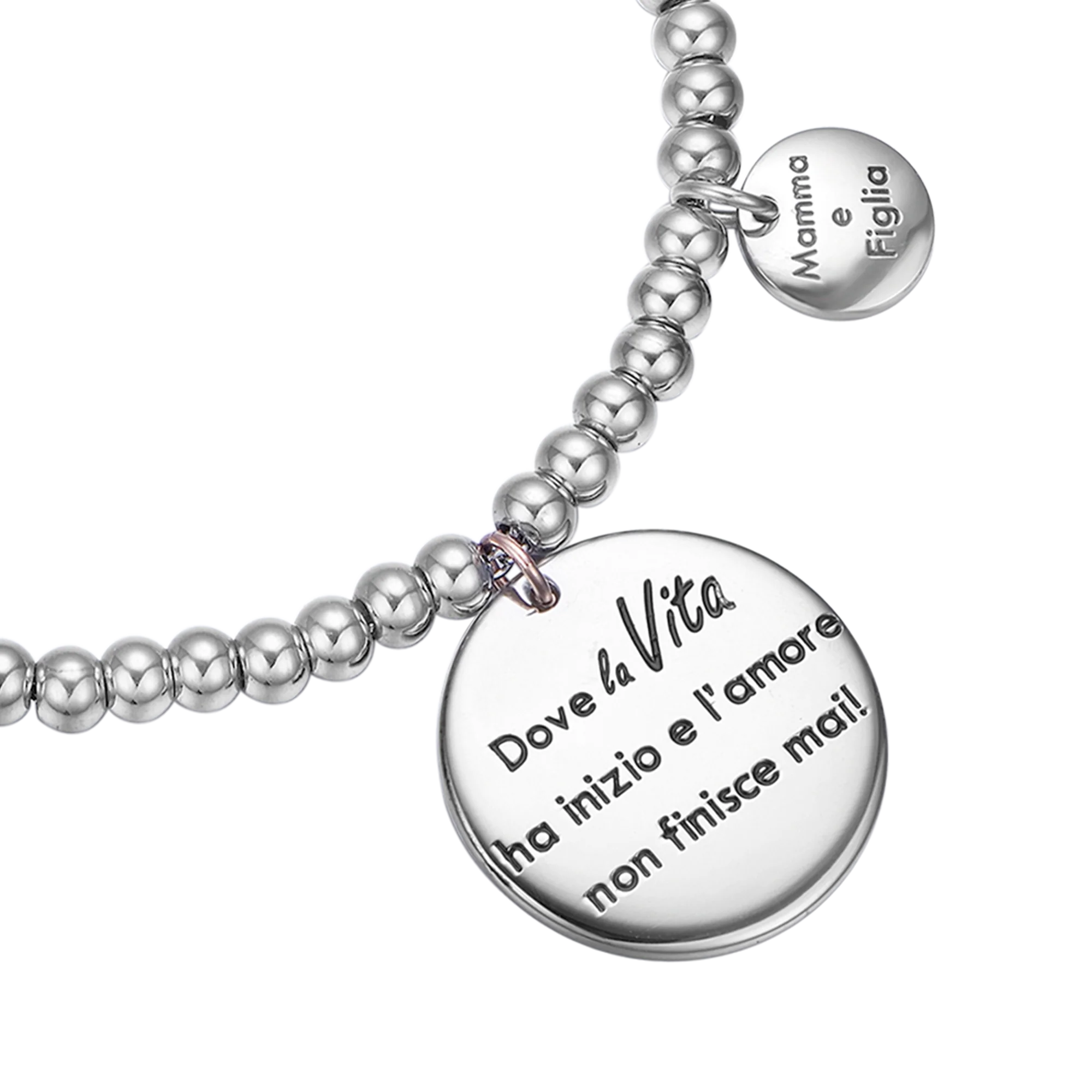 BRACCIALE IN ACCIAIO "DOVE LA VITA HA INIZIO E L'AMORE NON FINISCE MAI" - Image 2