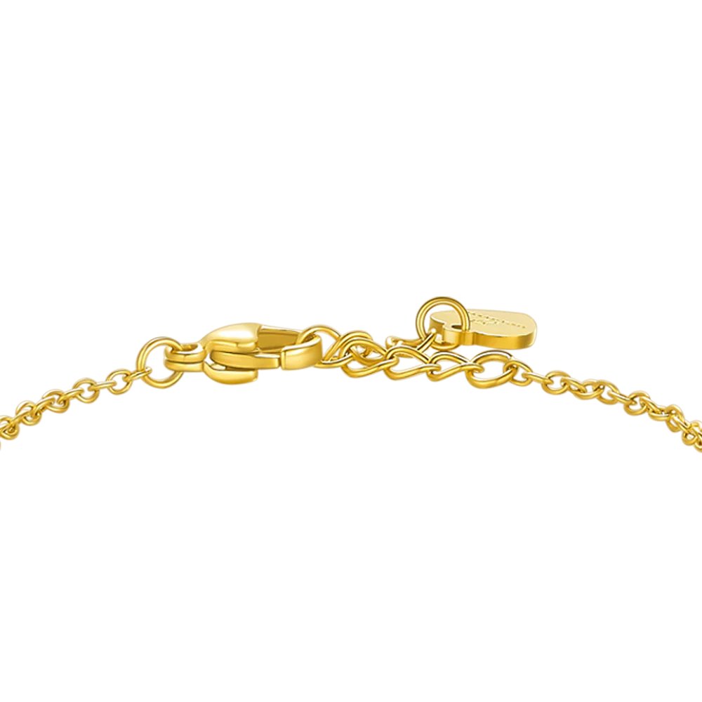 BRACCIALE IN ACCIAIO E IP GOLD CON QUADRIFOGLIO E CRISTALLO BIANCO - Image 3