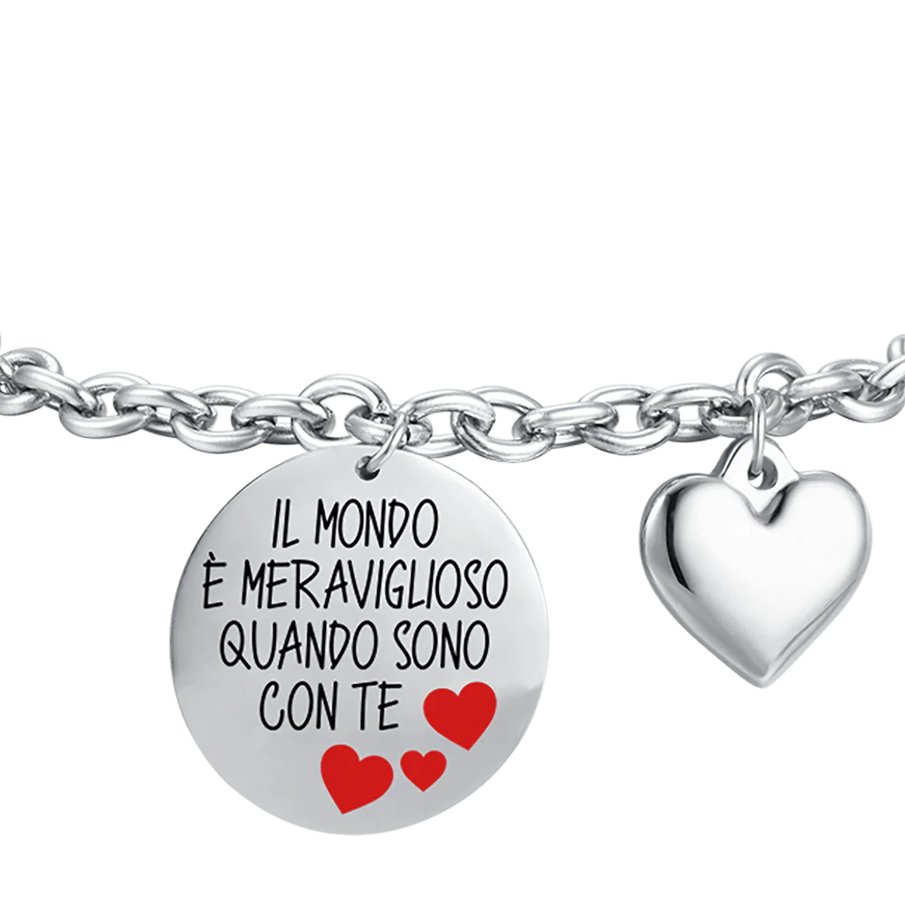 BRACCIALE DONNA IN ACCIAIO IL MONDO E' MERAVIGLIOSO QUANDO SONO CON TE - Image 4