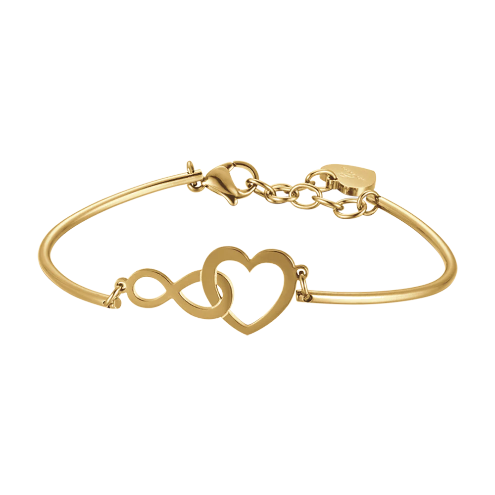 BRACCIALE DONNA IN ACCIAIO IP GOLD CON CUORE ED INFINITO