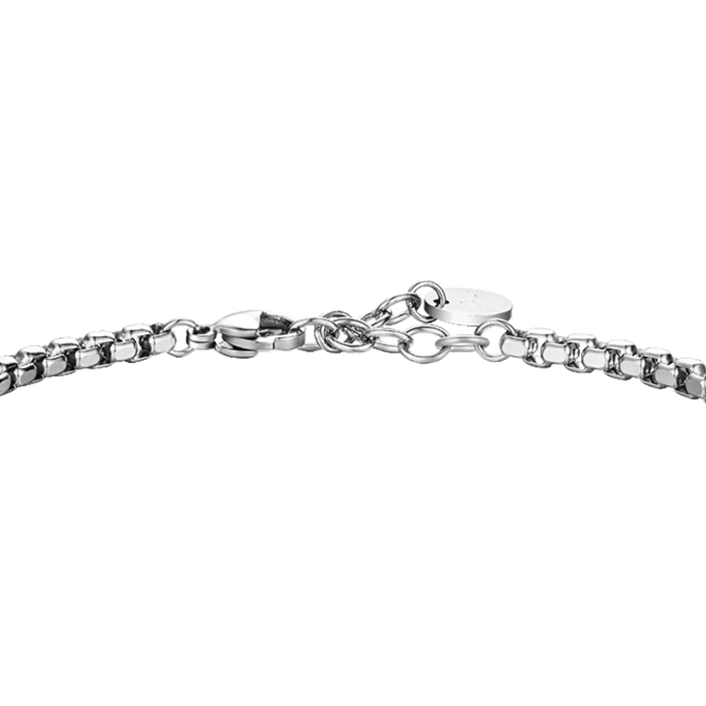 BRACCIALE IN ACCIAIO, PIASTRA CON SMALTO NERO E TIMONE E CORDA ROSSA - Image 5