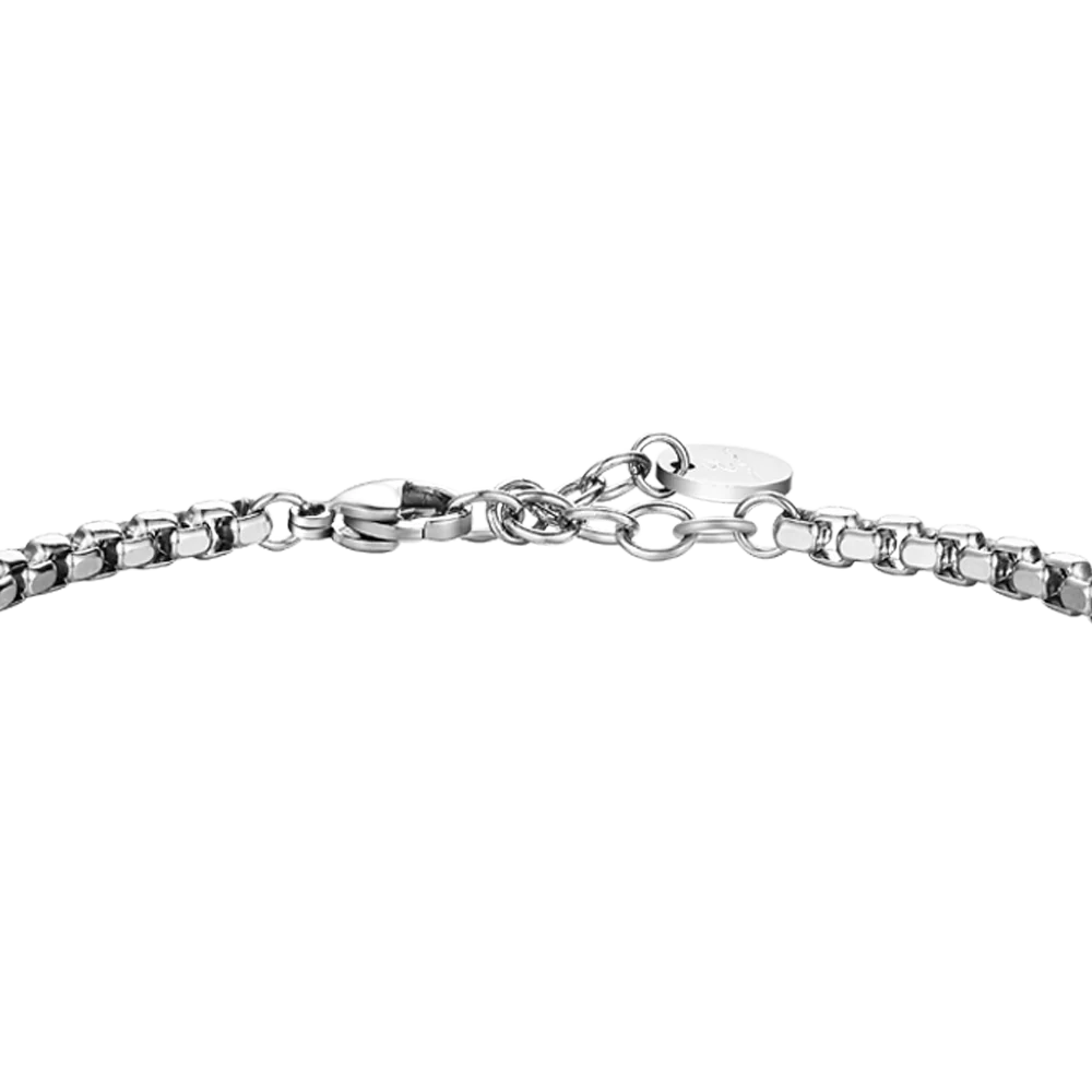 BRACCIALE IN ACCIAIO, PIASTRA CON SMALTO NERO ED ANCORA E CORDA NERA - Image 5
