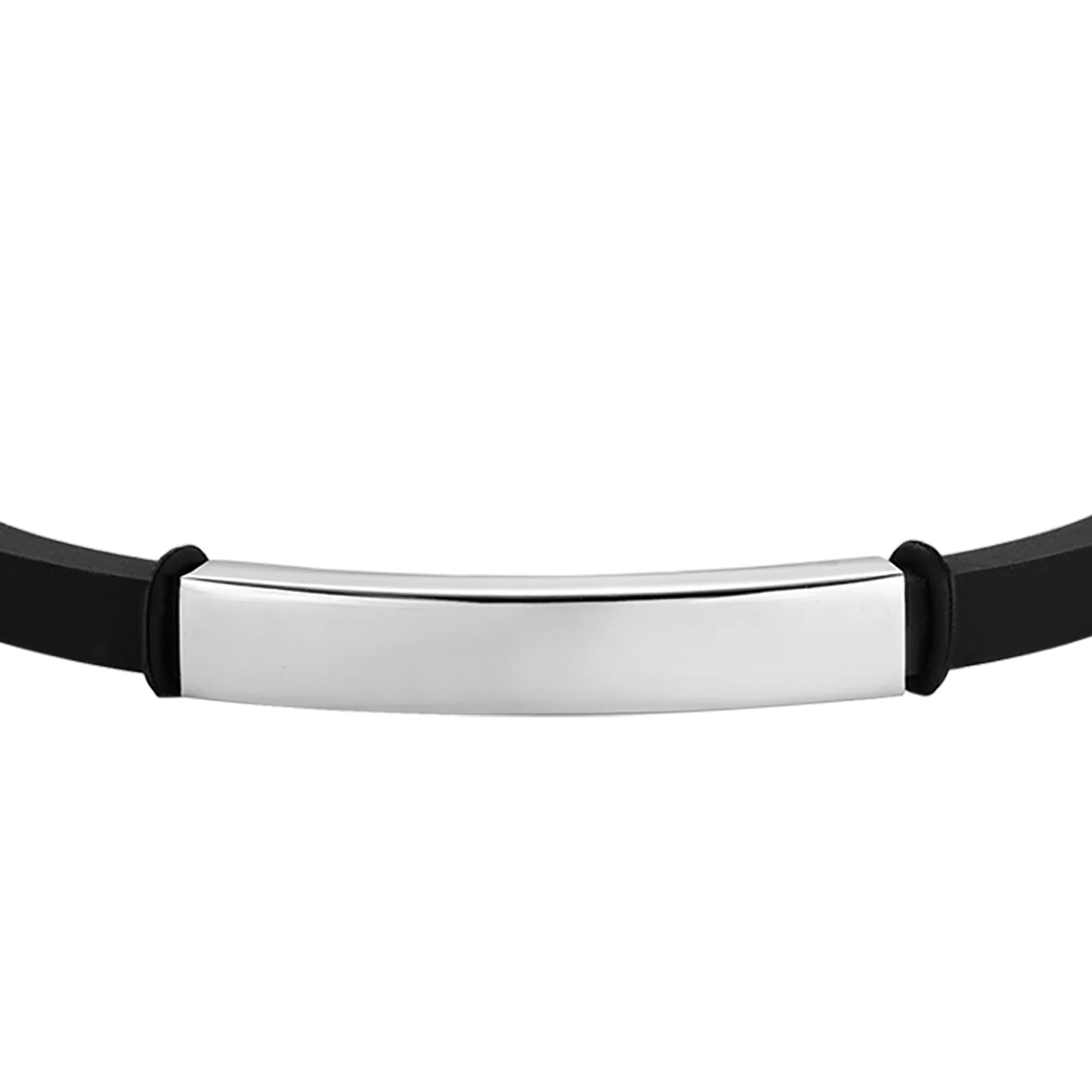 BRACCIALE UOMO IN SILICONE NERO CON PIASTRA IN ACCIAIO - Image 3