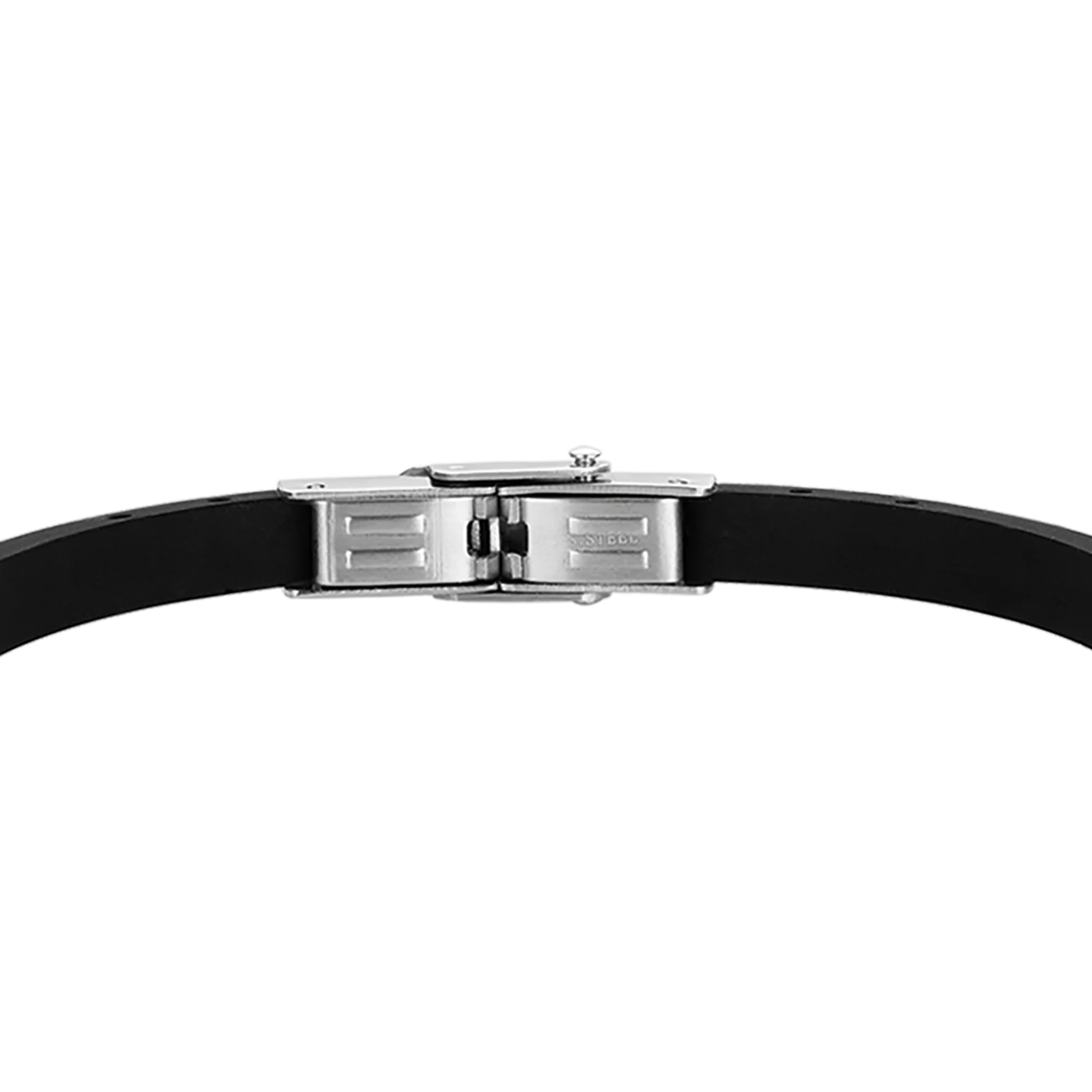 BRACCIALE UOMO IN SILICONE NERO CON PIASTRA IN ACCIAIO - Image 4