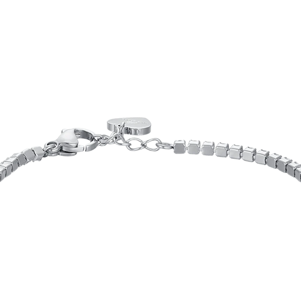 BRACCIALE TENNIS BAMBINA IN ACCIAIO CON CRISTALLI BIANCHI E CUORE - Image 5