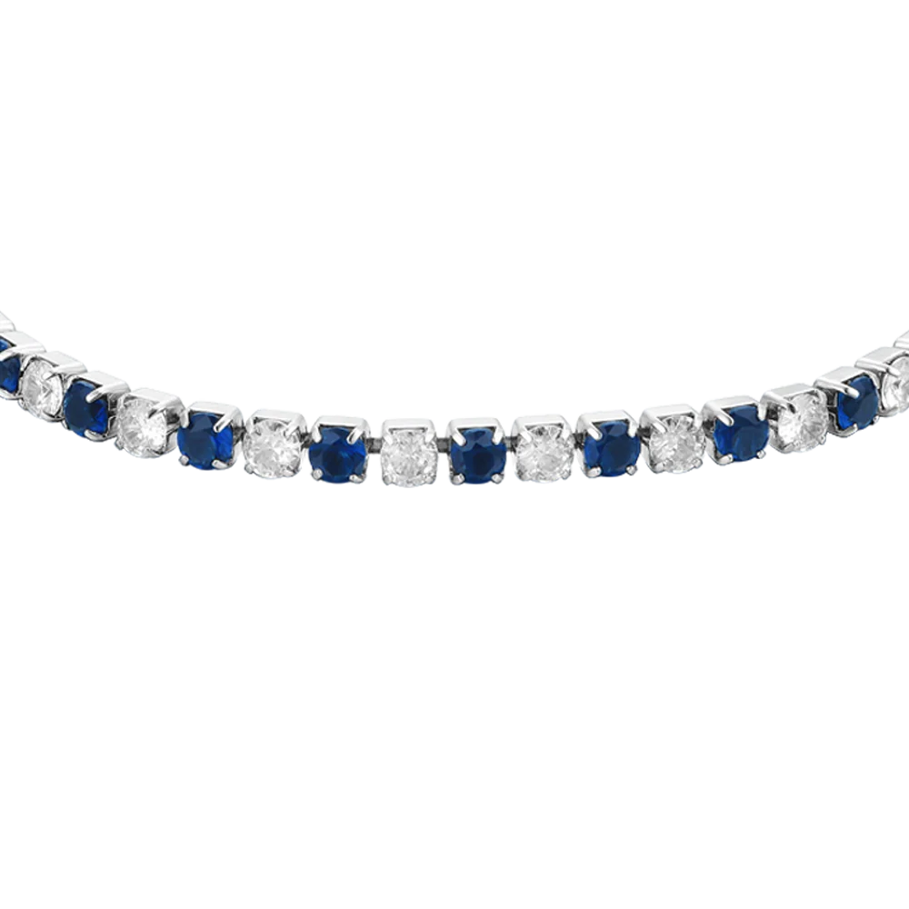 BRACCIALE TENNIS DONNA CRISTALLI BLU E BIANCHI - Image 4