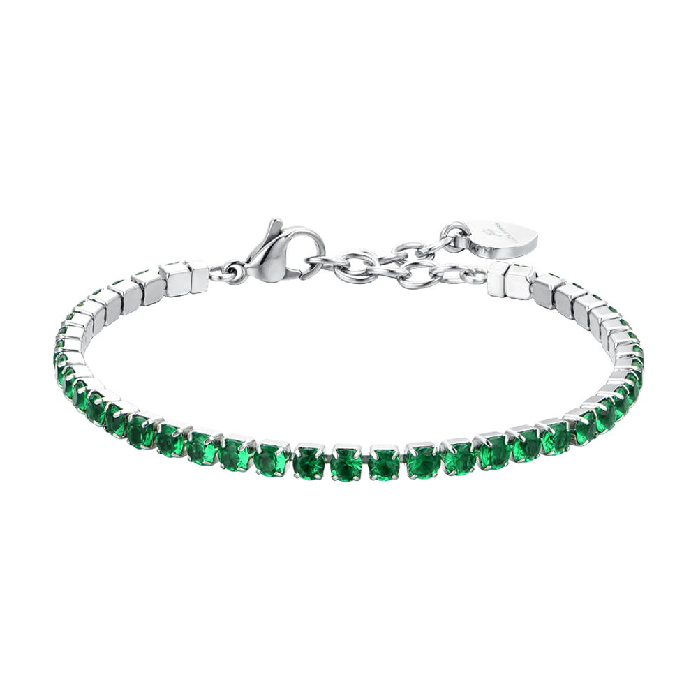 BRACCIALE TENNIS DONNA CRISTALLI VERDI