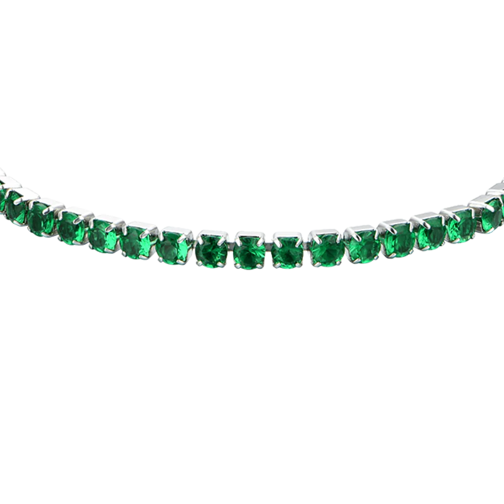 BRACCIALE TENNIS DONNA CRISTALLI VERDI - Image 4
