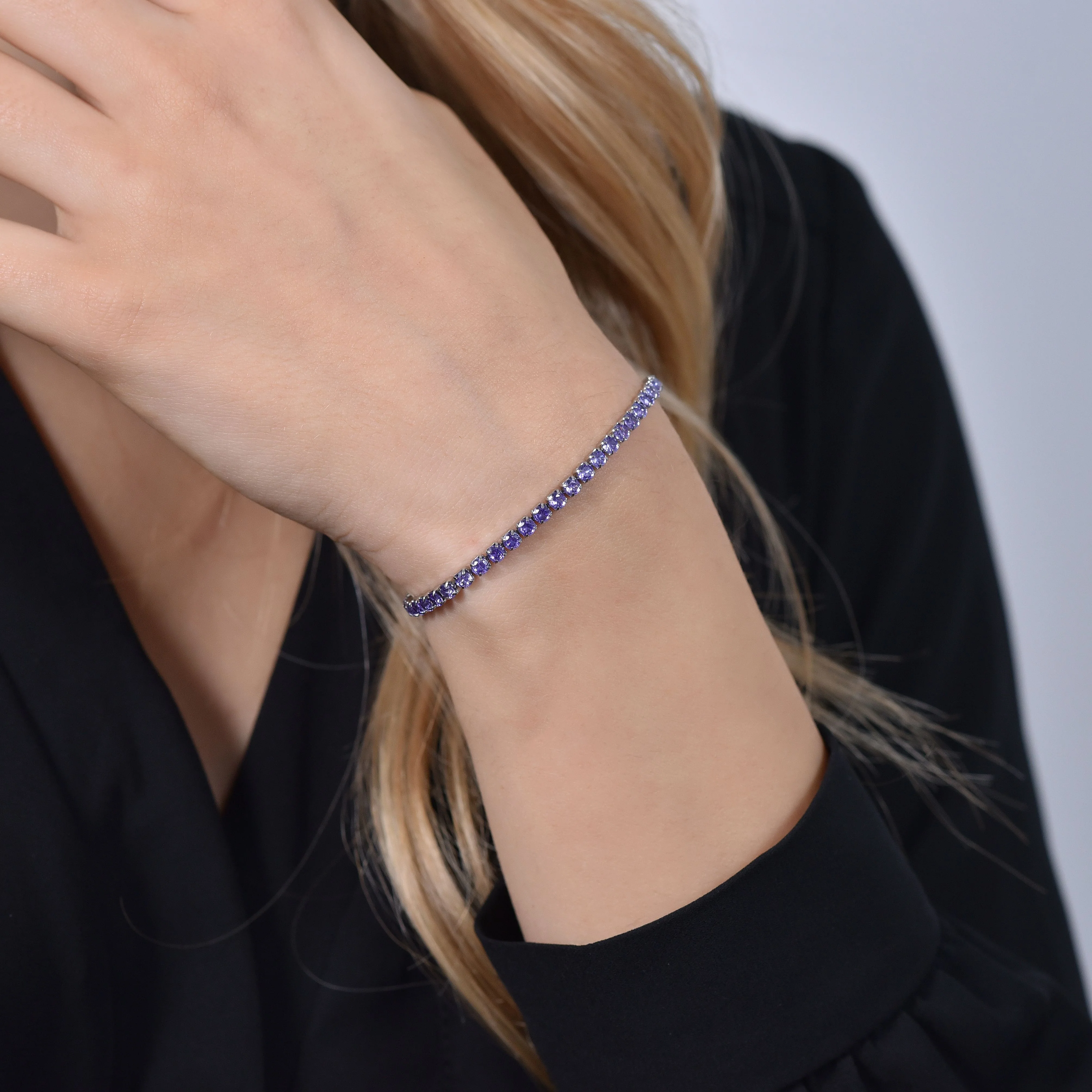 BRACCIALE TENNIS DONNA CRISTALLI VIOLA - Image 2