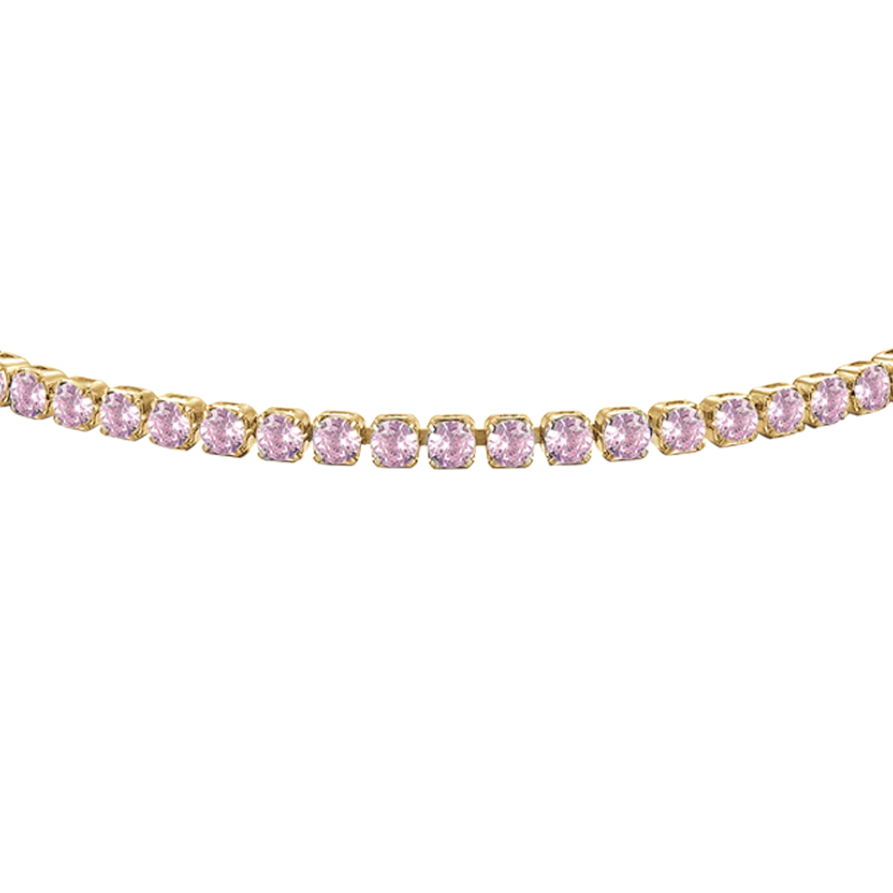BRACCIALE TENNIS DONNA IN ACCIAIO COLORE ORO CON ZIRCONI ROSA - Image 4