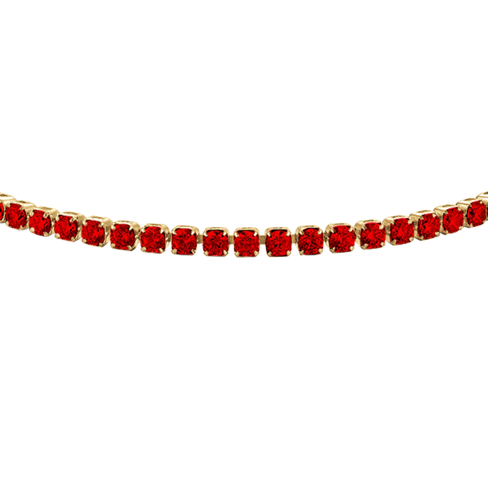 BRACCIALE TENNIS DONNA IN ACCIAIO COLORE ORO CON ZIRCONI ROSSI - Image 4
