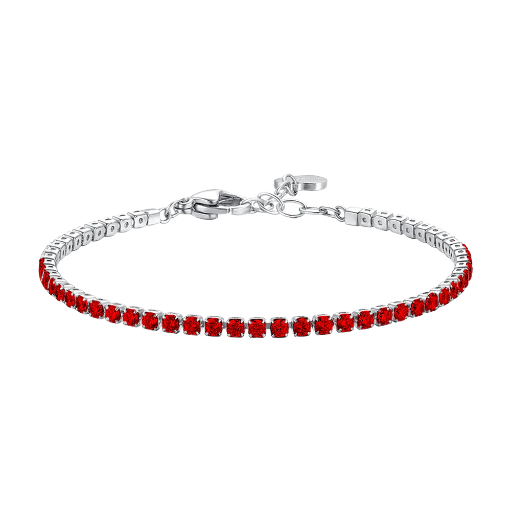 BRACCIALE TENNIS DONNA IN ACCIAIO CON ZIRCONI ROSSI