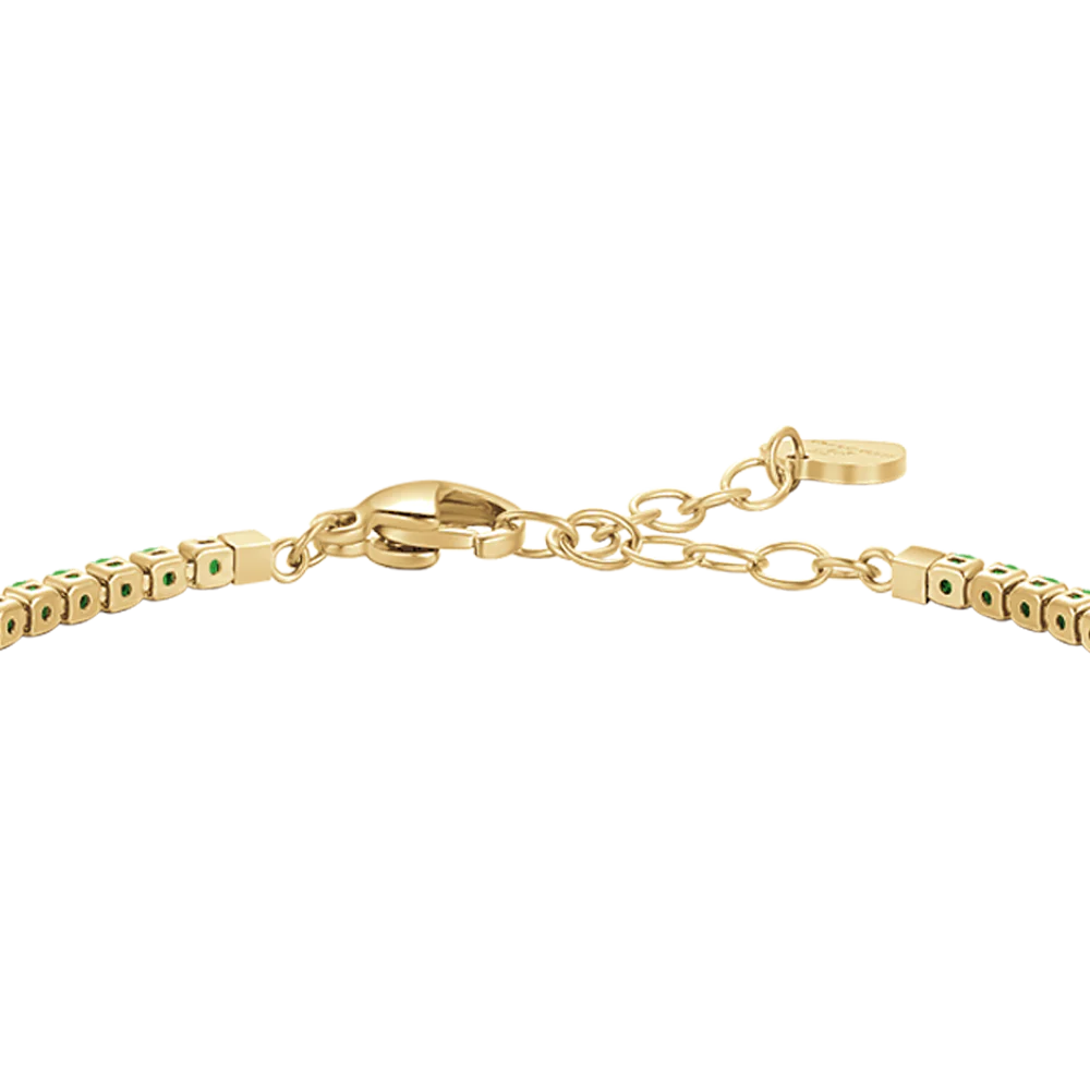 BRACCIALE TENNIS DONNA IN ACCIAIO COLORE ORO CON ZIRCONI VERDI - Image 5