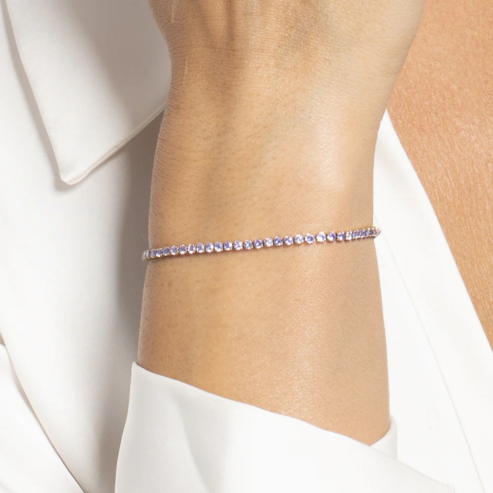 BRACCIALE TENNIS DONNA IN ACCIAIO COLORE ORO CON ZIRCONI VIOLA - Image 2