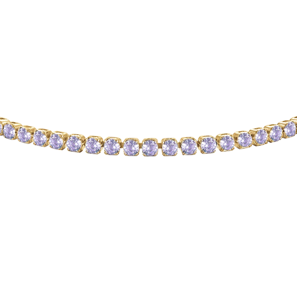 BRACCIALE TENNIS DONNA IN ACCIAIO COLORE ORO CON ZIRCONI VIOLA - Image 4