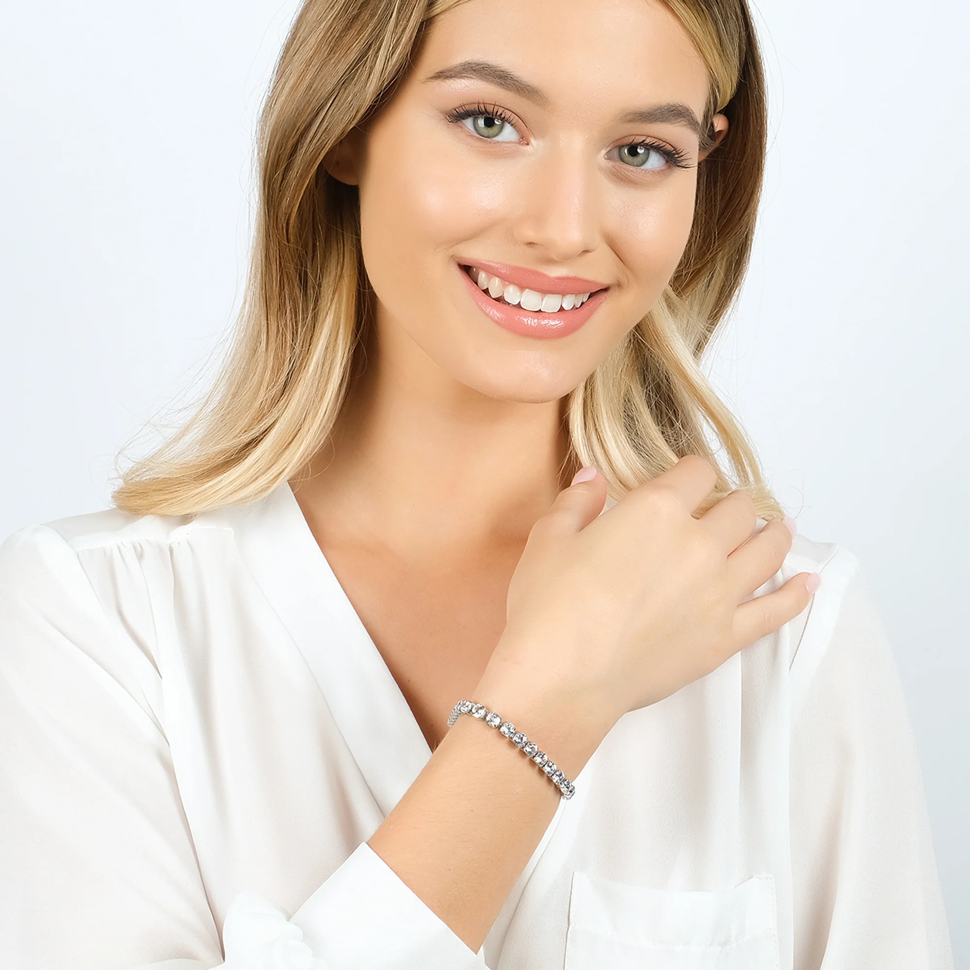 BRACCIALE TENNIS DONNA IN ACCIAIO CON CRISTALLI BIANCHI DA 4 MM - Image 3
