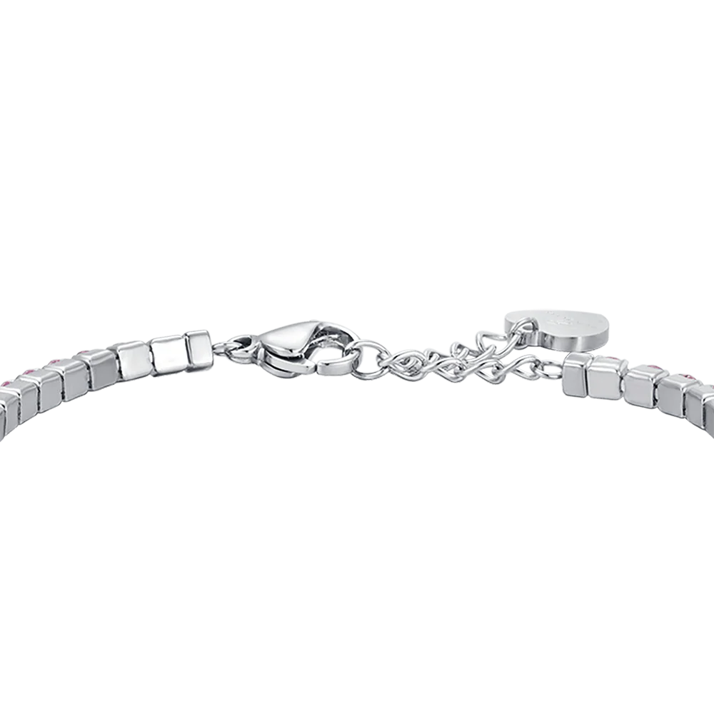 BRACCIALE TENNIS DONNA IN ACCIAIO CON CRISTALLI ROSA - Image 5