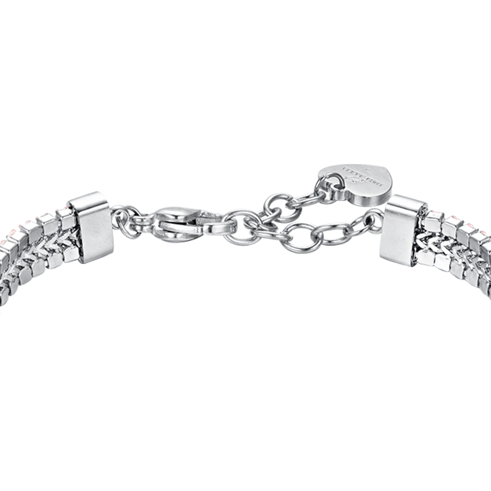 BRACCIALE TENNIS DONNA IN ACCIAIO CON CRISTALLI ROSA - Image 5