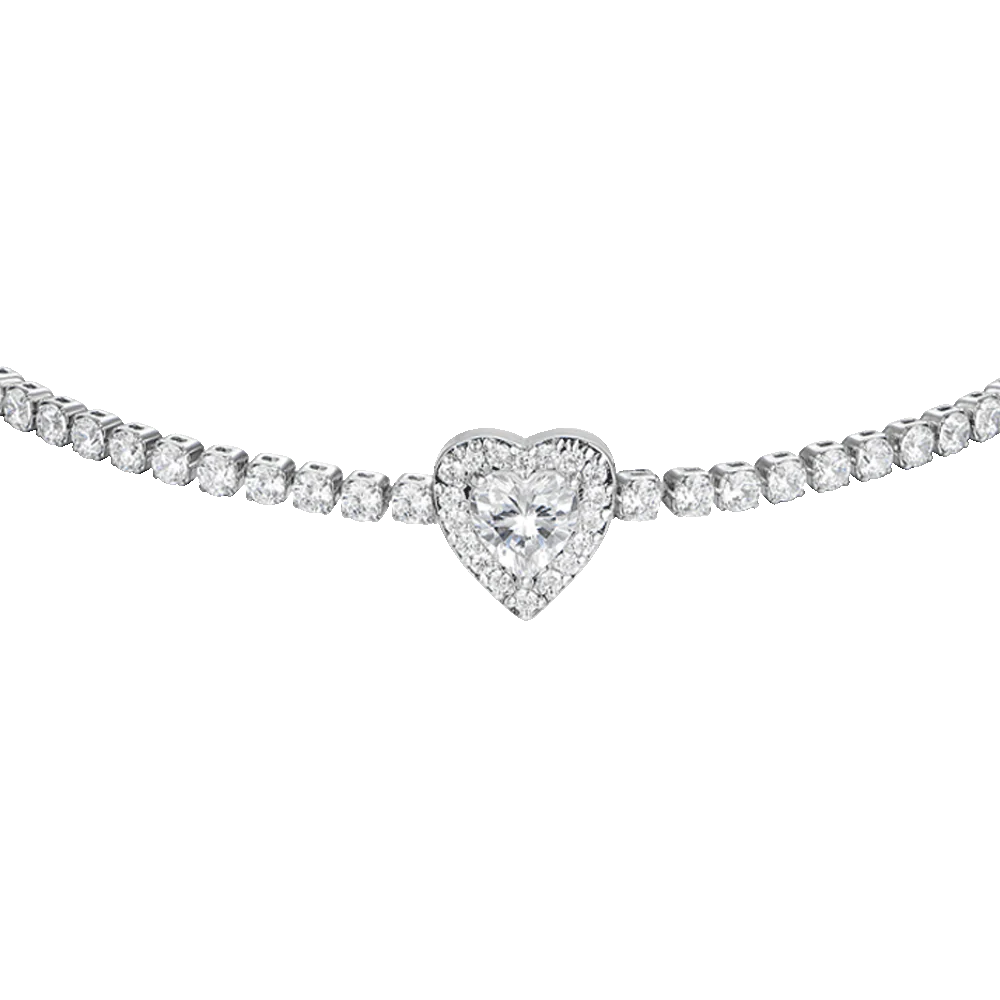BRACCIALE TENNIS DONNA IN ACCIAIO CON CUORE CON ZIRCONI BIANCHI - Image 4