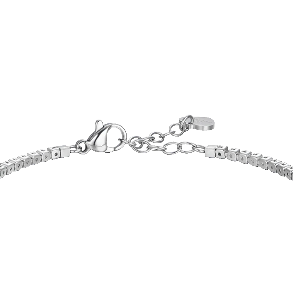 BRACCIALE TENNIS DONNA IN ACCIAIO CON CUORE CON ZIRCONI ROSSI E BIANCHI - Image 5