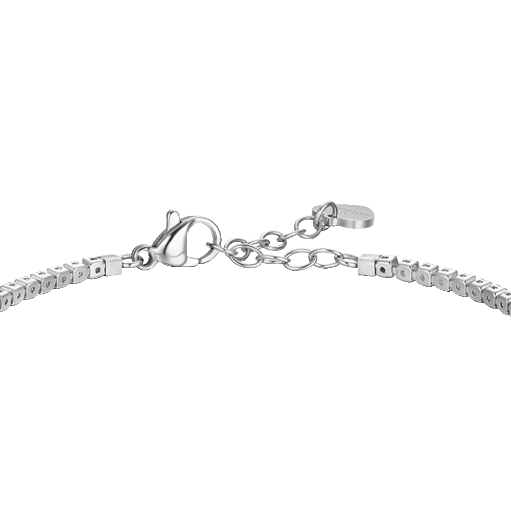BRACCIALE TENNIS DONNA IN ACCIAIO CON CUORE CON ZIRCONI VERDI E BIANCHI - Image 5