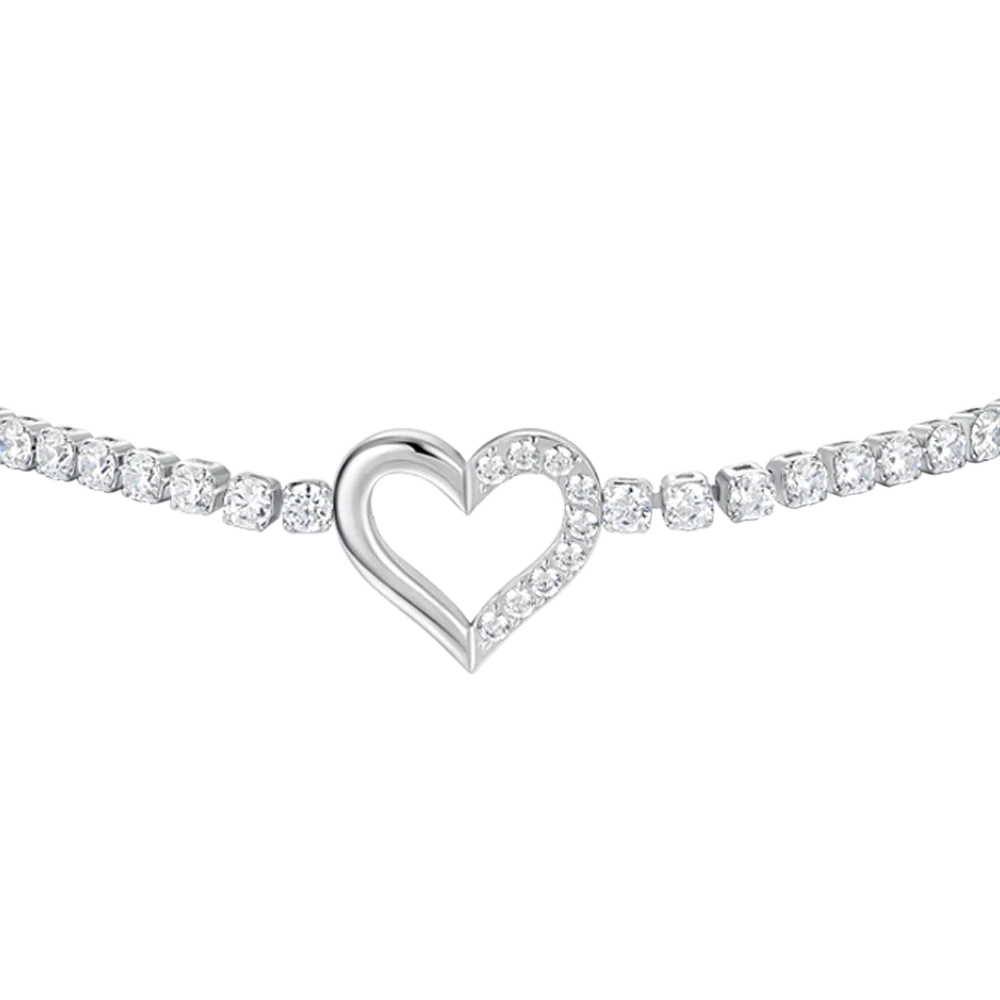 BRACCIALE TENNIS DONNA IN ACCIAIO CON CUORE E PUNTI LUCE DI ZIRCONE BIANCO - Image 4
