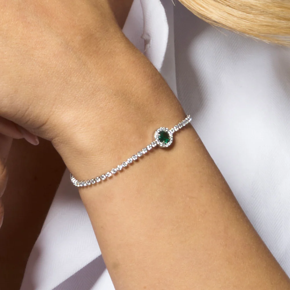BRACCIALE TENNIS DONNA IN ACCIAIO CON ELEMENTO CON ZIRCONI VERDI E BIANCHI - Image 2