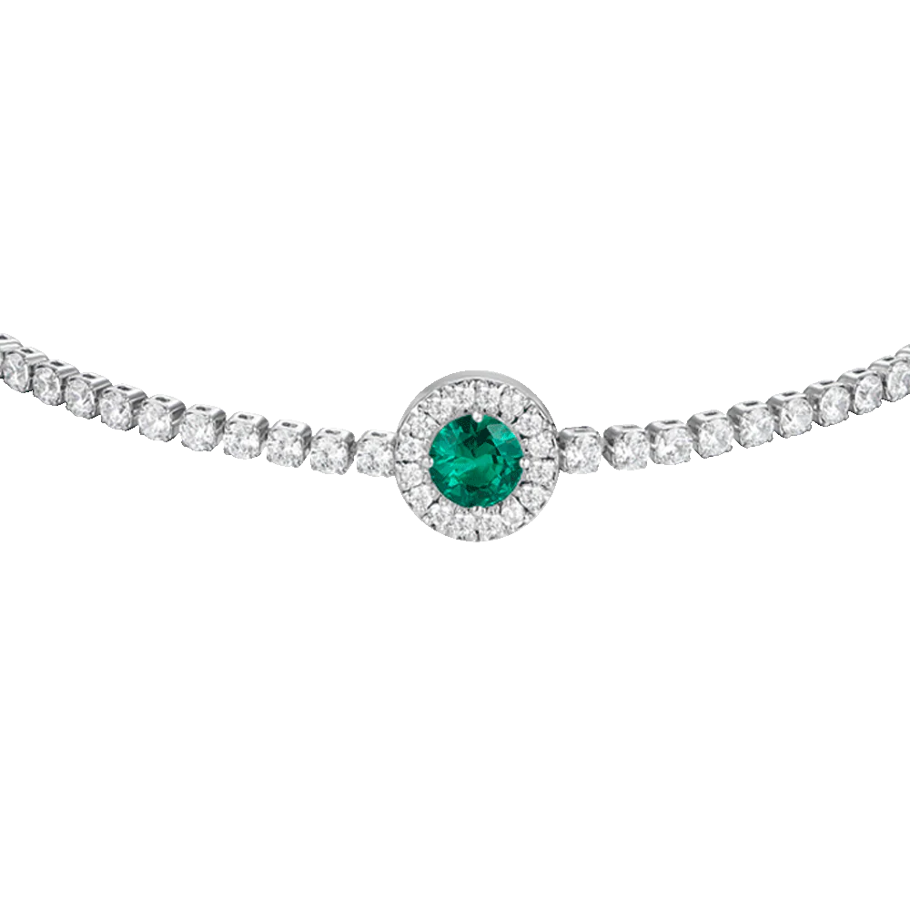 BRACCIALE TENNIS DONNA IN ACCIAIO CON ELEMENTO CON ZIRCONI VERDI E BIANCHI - Image 4
