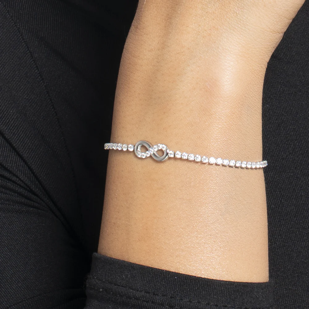 BRACCIALE TENNIS DONNA IN ACCIAIO CON INFINITO E PUNTI LUCE CON ZIRCONI BIANCHI - Image 2