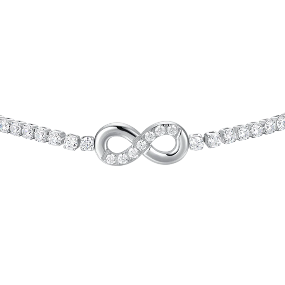 BRACCIALE TENNIS DONNA IN ACCIAIO CON INFINITO E PUNTI LUCE CON ZIRCONI BIANCHI - Image 4