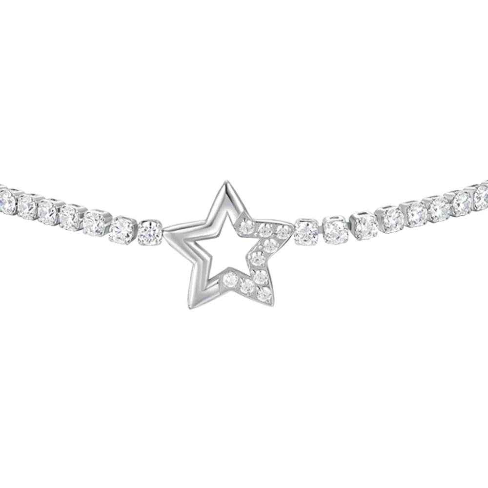 BRACCIALE TENNIS DONNA IN ACCIAIO CON STELLA E PUNTI LUCE CON ZIRCONI BIANCHI - Image 4
