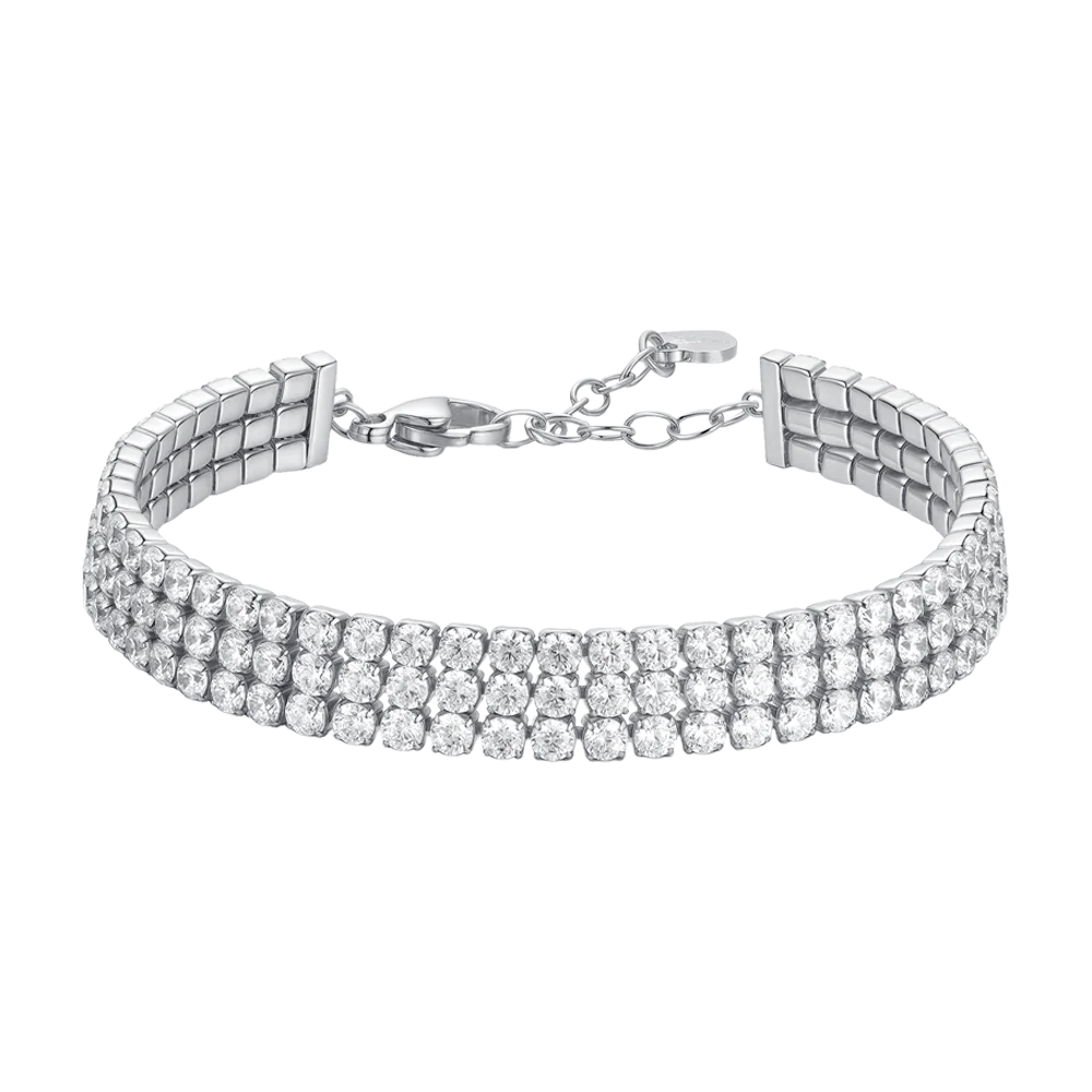 BRACCIALE TENNIS DONNA IN ACCIAIO CON ZIRCONI BIANCHI