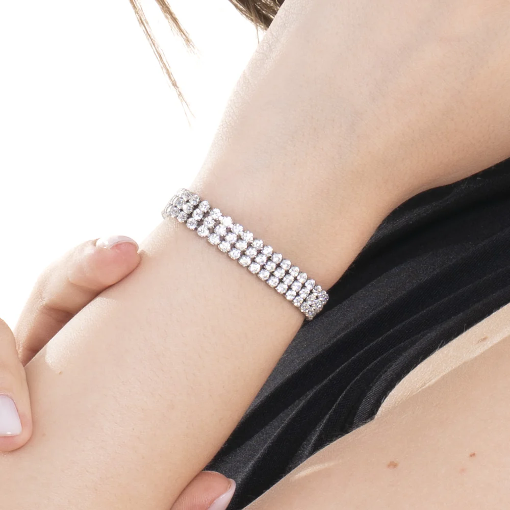 BRACCIALE TENNIS DONNA IN ACCIAIO CON ZIRCONI BIANCHI - Image 2