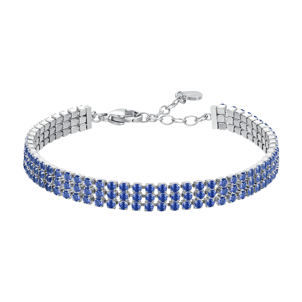BRACCIALE TENNIS DONNA IN ACCIAIO CON ZIRCONI BLU