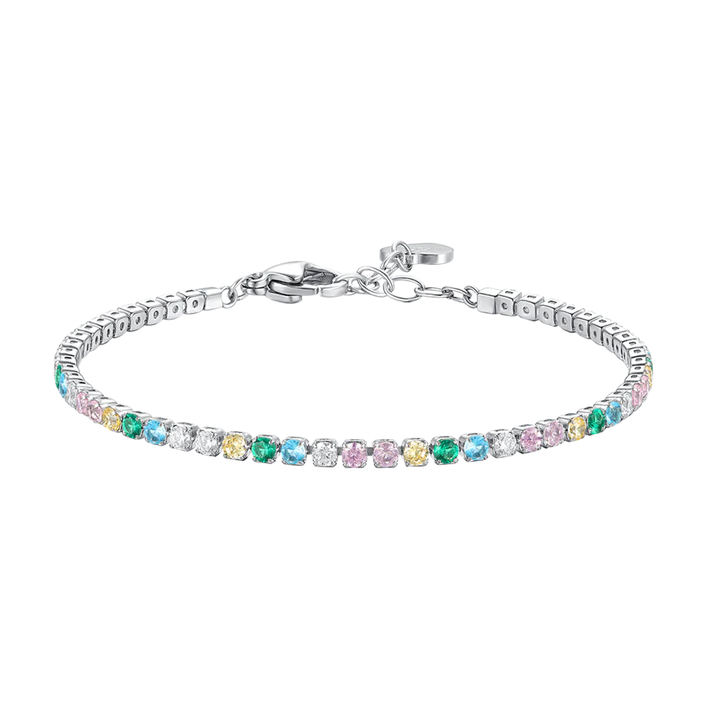 BRACCIALE TENNIS DONNA IN ACCIAIO CON ZIRCONI MULTICOLOR