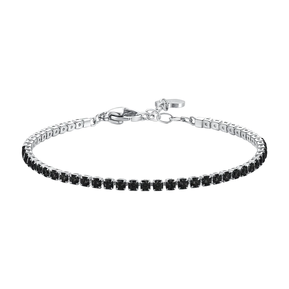 BRACCIALE TENNIS DONNA IN ACCIAIO CON ZIRCONI NERI