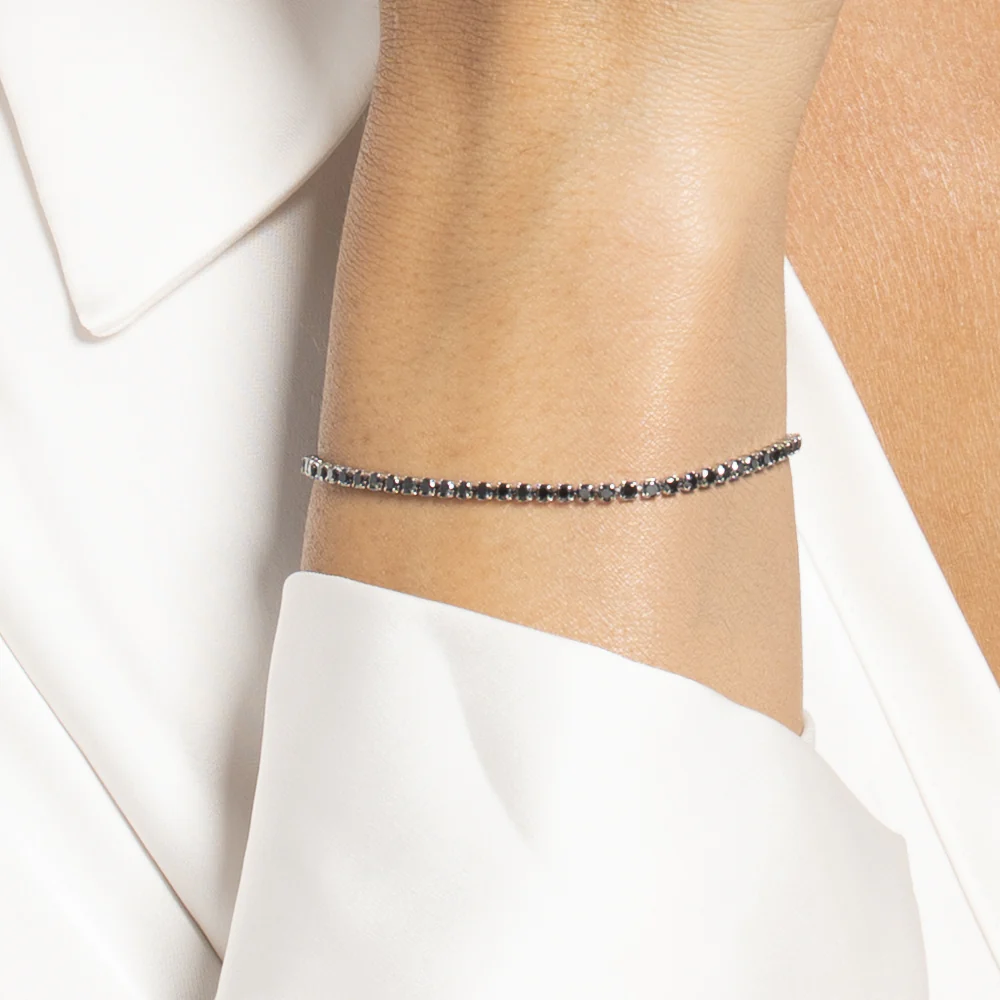 BRACCIALE TENNIS DONNA IN ACCIAIO CON ZIRCONI NERI - Image 2