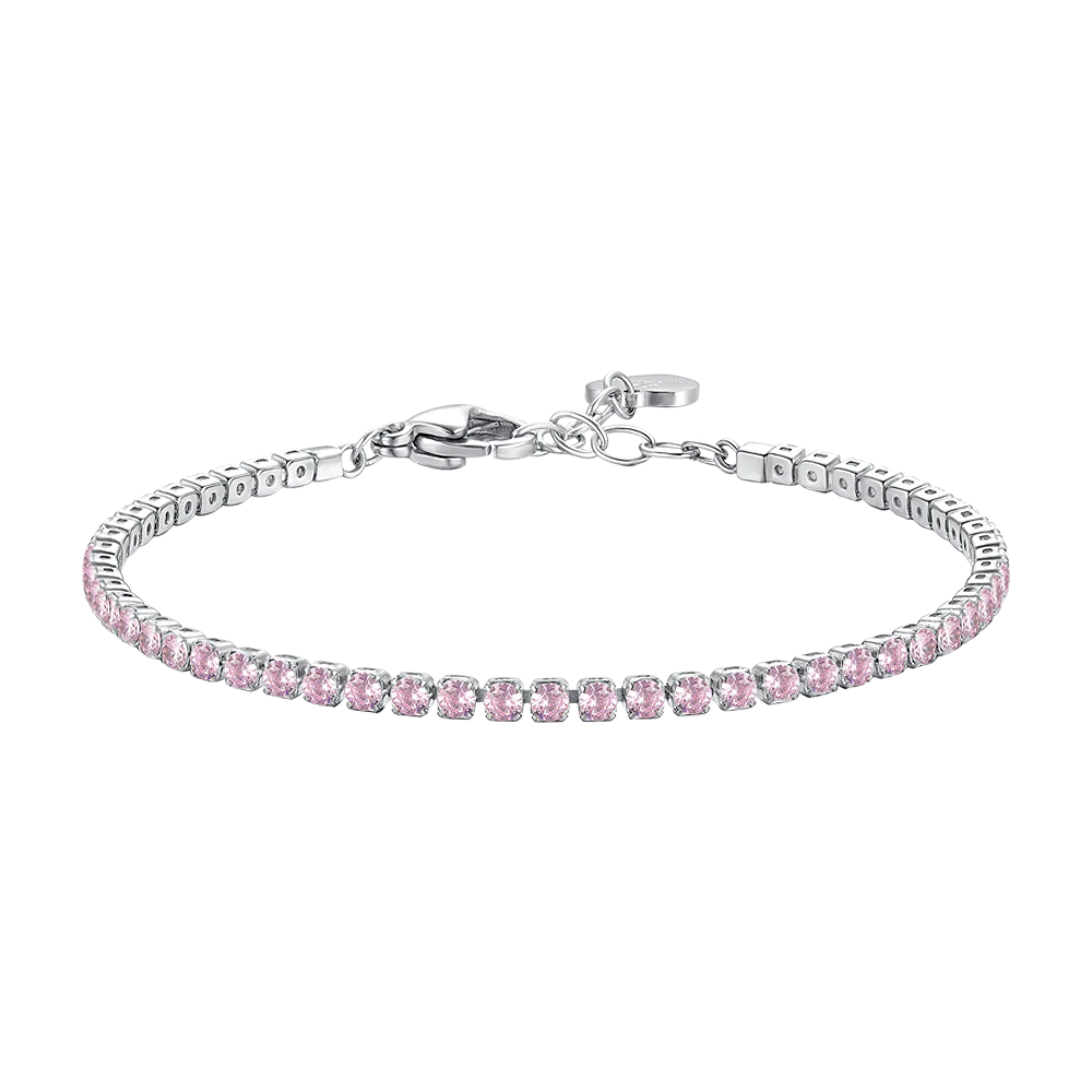 BRACCIALE TENNIS DONNA IN ACCIAIO CON ZIRCONI ROSA