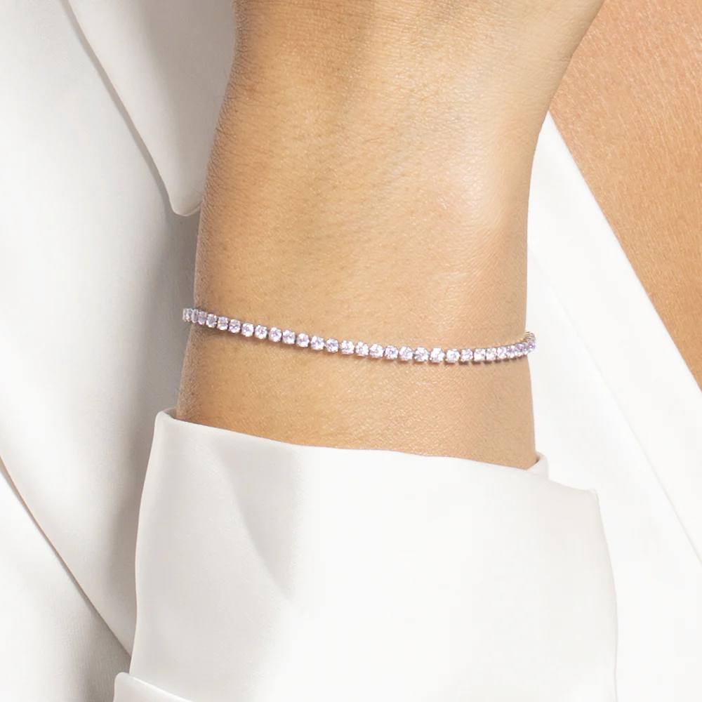 BRACCIALE TENNIS DONNA IN ACCIAIO CON ZIRCONI ROSA - Image 2