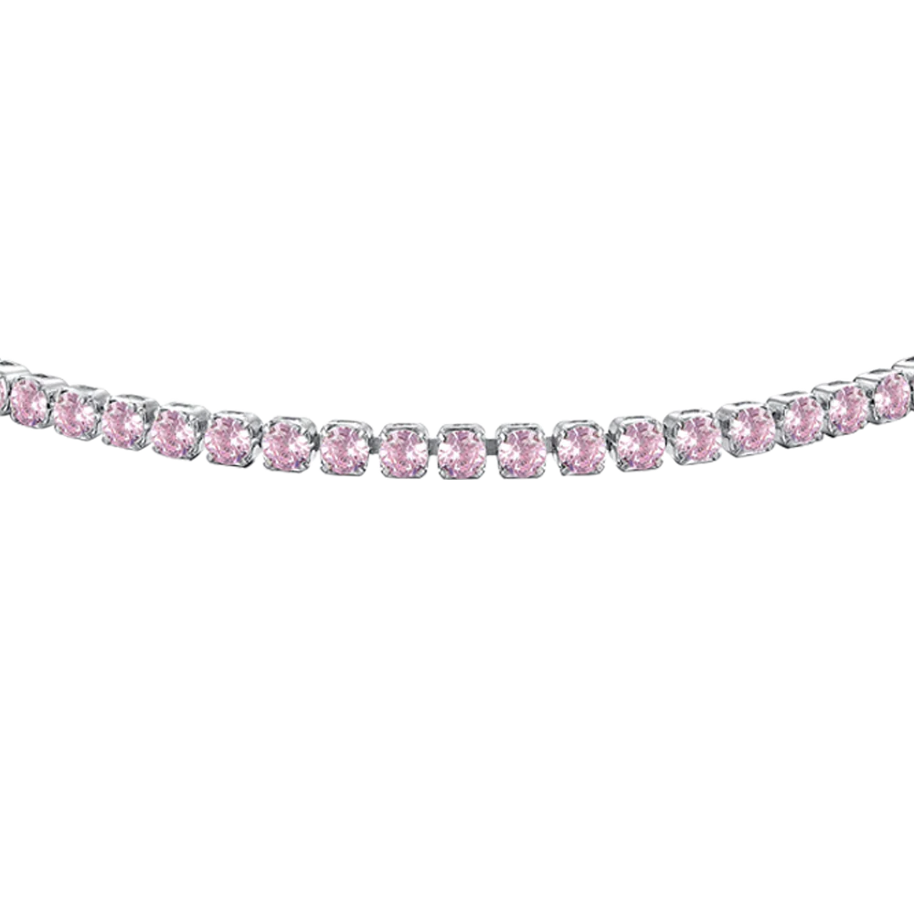 BRACCIALE TENNIS DONNA IN ACCIAIO CON ZIRCONI ROSA - Image 4