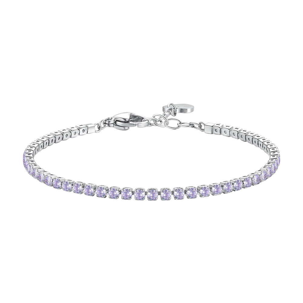 BRACCIALE TENNIS DONNA IN ACCIAIO CON ZIRCONI VIOLA