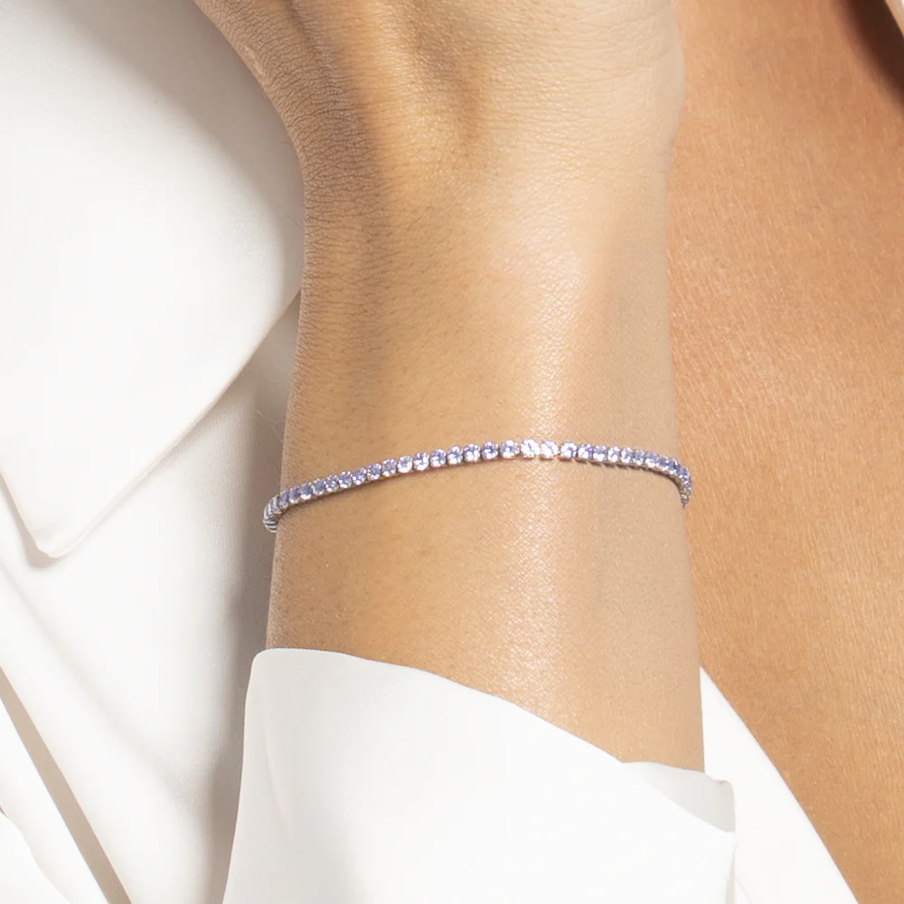 BRACCIALE TENNIS DONNA IN ACCIAIO CON ZIRCONI VIOLA - Image 2