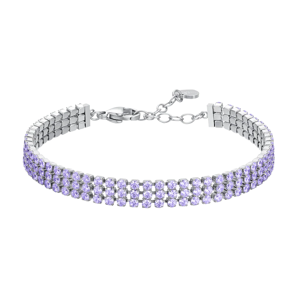 BRACCIALE TENNIS DONNA IN ACCIAIO CON ZIRCONI VIOLA