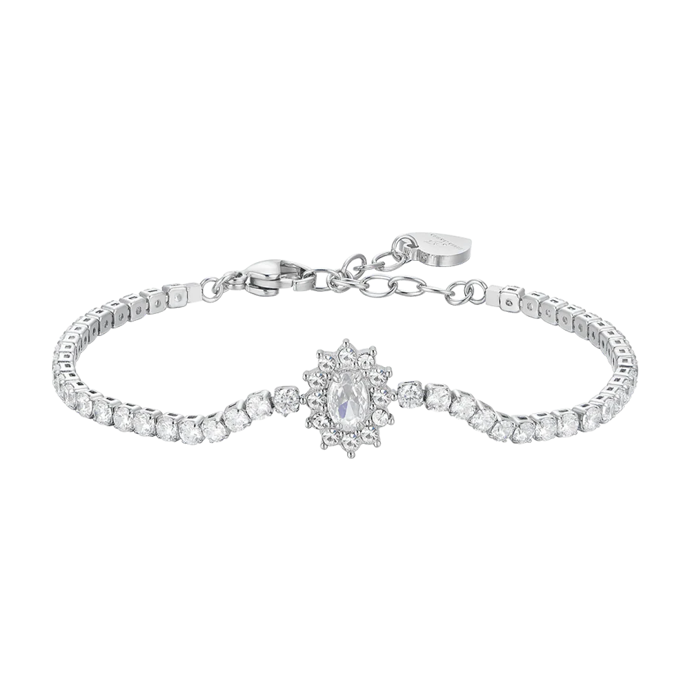 BRACCIALE TENNIS DONNA IN ACCIAIO CRISTALLI E ZIRCONE BIANCO