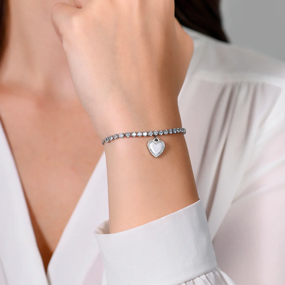 BRACCIALE TENNIS DONNA IN ACCIAIO CUORE E ZIRCONI - Image 2