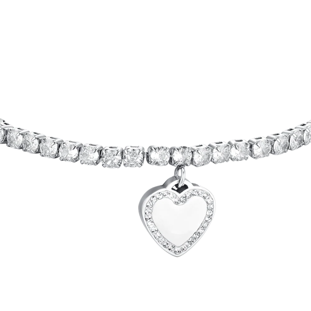 BRACCIALE TENNIS DONNA IN ACCIAIO CUORE E ZIRCONI - Image 4