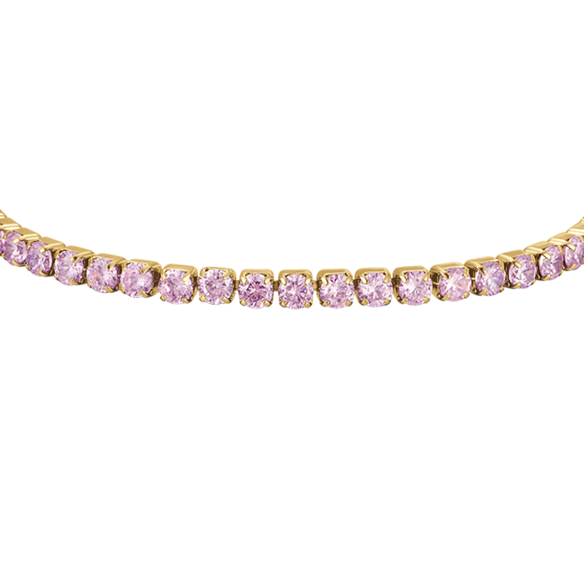 BRACCIALE TENNIS DONNA IN ACCIAIO IP GOLD CON CRISTALLI ROSA - Image 4