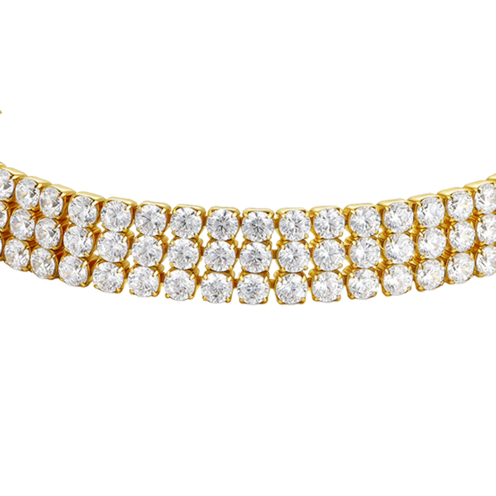 BRACCIALE TENNIS DONNA IN ACCIAIO IP GOLD CON ZIRCONI BIANCHI - Image 4